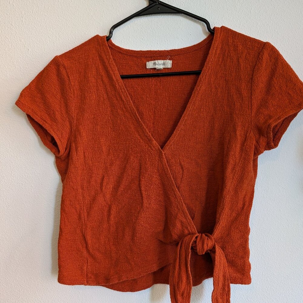 Madewell orange short sleeve tie top (Size XS)